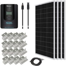 레노지 400와트 12볼트 프리미엄 4개 100W 패널40A MPPT 충전 컨트롤러 블루투스 모듈 퓨즈 마운팅 Z 브라켓어댑터 키트트레이 케이블 세트 400W 그리드 12V 태, Cables+Mounts, 400W Panel+MPPT 40A Controller, 1개