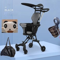 접이식 유모차 가제트 경량 접이식 어린이 트롤리 양방향 유모차 밖으로 원 클릭 접기, 5 Black car full