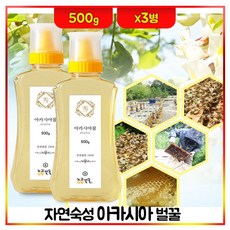 노고단향 벌꿀 국내산 아카시아꿀 자연숙성 토종꿀 지리산꿀 벌집꿀 야생꿀 자연꿀 500g 국산꿀 꿀세트, 3병