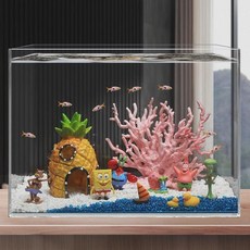 수조 장식품 스펀지밥 피규어 구피 꾸미기 키우기 수족관 니모장식, 1개