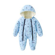 겨울 어린이 아기 소녀 옷 파란색 만화 인쇄 두꺼운 코 튼 아기 소년 romper 및 장갑 신생아 snowsuit 유아 스노우 슈트|스노우 웨어|