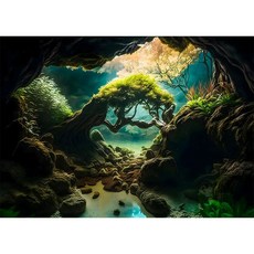 어항 시트지 꾸미기 수조 장식 벽지 그림 스크린 백 포스터 수족관 배경, C. Aquatic Grass Cave-3, 1개