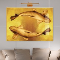 보고아트 돈 들어오는 황금잉어 현관 거실 액자 그림, [1] 큰황금잉어 두마리_금배경
