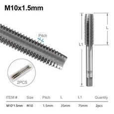 드릴비트 M10비트 2pcs hss 오른손 탭 드릴 손 도구 나사 메트릭 플러그 탭 m2 m3 m4 m5 m6 m8 m10 m12 m14 m16 금속 스레딩 도구, 2개 m10x1.5, 2개