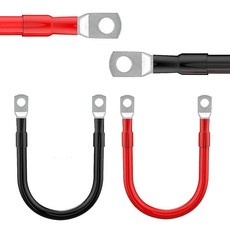 Paka Tools미국 제조 4 AWG 4 게이지 레드 + 블랙 배터리 인버터 케이블 배터리 인버터 케이블 양쪽 끝에 0.9cm(3/8인치) 러그 포함 태양열 RV 자동차, THREE FEET, 1개