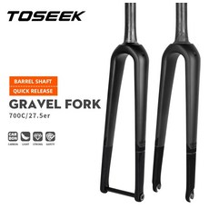 TOSEEK 그래블 포크 올 카본 파이버 로드 바이크 프론트 포크 퀵릴리즈 스루 액슬 초경량 700C 27.5er, 1)Quick Release, 없음, 없음