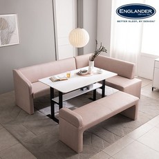 잉글랜더 라움 통세라믹 4인용 리빙다이닝 투게더 테이블세트/3인소파+코너형+3인벤치, 그레이/패턴베이지(좌형)