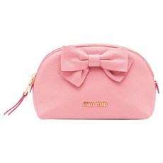 뮤 뮤 뮤 (MiuMiu) 가방 클래식 리본 장식 지퍼 여 밈 마 드 라 스 염소 가죽 가방 핑크