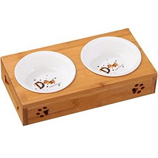 Creation Core Solid Bamboo Elevated Pet Dinner Fee Creation Core 단단한 대나무 작은 개와 고양이를 위한 높은 애완동물 저녁 식사, 2 Bowls, 1개