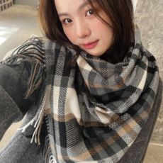 피라모니 체크 남녀공용 롱 머플러 커풀 목도리