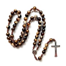 Vintage Rosary Catholic Prayer Bead Necklace Christ Jesus for Cross Pendant Neck