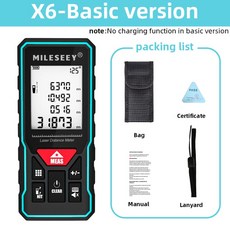 노출계 Mileseey-레이저 거리 측정기 디지털 레이저 줄자 X5, 02 X6-Basic version_01 40m, 1개