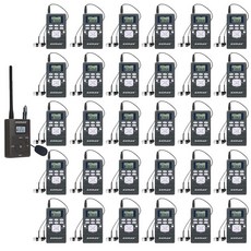 EXMAX EXG-108 무선 실시간 통역기 트랜스미터 1개 및 리시버 30개입 그레이