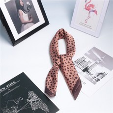 Karvin 호피 무늬 네모난 스카프 백합 직업 네크라인 꽃무늬 스카프 모조 실크 묶음 머리 묶음 가방