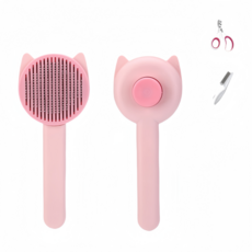 반려동물용품 원터치 고양이 빗 고양이빗브러쉬 3종 세트 장모단모 공용, 핑크, 1개