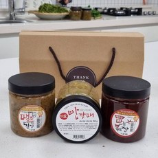 (한칼식품)실속 3종 선물세트_땡초비빔된장(400g) 만능볶음장(400g) 밥깡패(350g)+선물상자, 1개