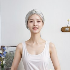 촌캉스 할머니 가발 2종 쪽진머리 뽀글파마 (백발 코스프레 분장용 시골 머리 룩 분장), 쪽진머리가발, 1개 - 파란색가발