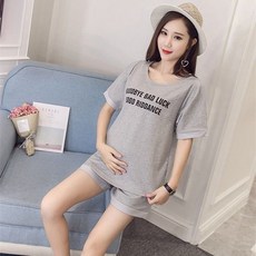 임산부 여름 상하복 세트 캐주얼 데일리 임부복 패션 얇은 반팔 상의 슬림핏 루즈핏 반바지 수유복 외출 투피스 WMY