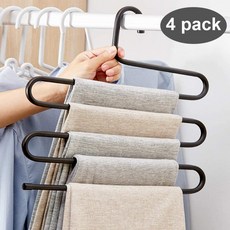 Tie Scarf 청바지용 팬츠 행거 멀티 레이어 S-스타일 청바지 트루저 옷장 스테인리스 스틸 랙 스페이스 세이버（4팩）: 홈&amp, 단일옵션