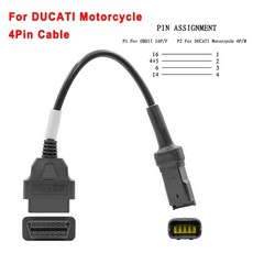 부품 6pin OBD2 커넥터 KTM/혼다 호환호환바이크 바이크 오토바이 Motobike 4Pin 할리/Ducati OBD 16Pin 연장 케이블 가와사키/야마하 호환, [10] 4pin for Ducati, 10 4pin for Ducati