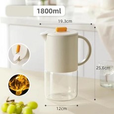 손잡이가 있는 휴대용 커피 포트 투명 유리 물 주전자 1800ml, 없음, 1) White, 1개