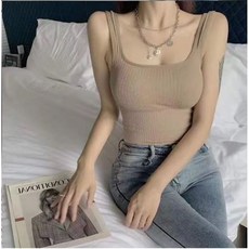 내장캡 U넥 크롭 골지 나시 리뷰후기