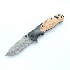 잭나이프 Outdoor Folding Knife Camping Survival High Hardness Stainless Steel Portable Damascus Pattern, 2) Style 2, 01 Style 2