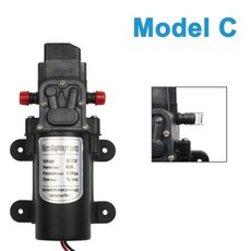 마이크로 전기 다이어프램 워터 펌프 자동 스위치 고압 세차 스프레이 워터 펌프 분당 5L 0.8Mpa 분당 5L DC 12V 60W, 3) C, 1개 - 다이어프램식수심계