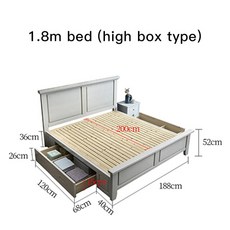 킹사이즈침대 이탈리안 1.8m 싱글 및 더블 화이트 작고 아름다운 침대 북유럽 심플 스타일 나무 편안한 마스터 침실