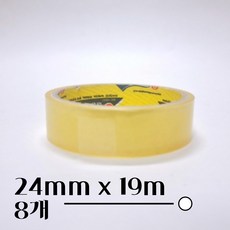 투명 테이프 24mm 19m 물레방아 커터기 리필 문구 사무실, 8개