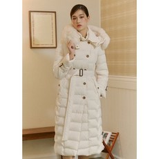 459705 잇미샤 더블 버튼 폭스 퍼트리밍 롱 구스다운 ITNBWPD160