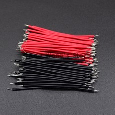 100 개/몫 주석 도금 BREADBOARD PCB 솔더 케이블 24AWG 5 CM 플라이 점퍼 와이어 도체 1007-24AWG 커넥터, Red and Black|24 AWG, 100개