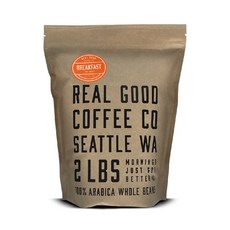 [미국직구] 리얼굿커피 브렉페스트 브렌드 라이트로스트 홀빈 커피원두 907g 1개 Real Good Coffee Co Breakfast Blend Light Roast Coffee