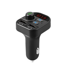 차량용MP3플레이어 차량용 MP3블루투스 플레이어 시가잭 2개연결 세트 USB차량용 충전기 퀵차지 fm수신 발송기계, T01-블랙색