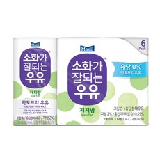 ★아이스박스★매일 멸균 소화가잘되는 저지방우유 6입, 190ml, 6개입