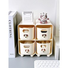 그로밋 수납박스 사무실 미니서랍장 책상 서랍 정리함 데스크 오거나이저, A. 캐릭터 스티커 + 2칸