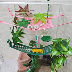 그물망 해먹 백업 크레스티드 게코 도마뱀 파충류 사육장 꾸미기 용품 반짝CR 반짝크레, 정사각형12cm, 1개, 초록