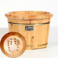 발욕조 라운드 싱글 가정용 족탕기 족욕통 나무통 삼나무 족욕바스켓, 편백나무 30cm 둥근테 나무통+혈 마사지볼, 1개