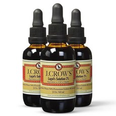 J.CROW'S® Lugol's 요오드 용액 2% 56.7g(2온스) 3팩 (3병), 60ml, 3개