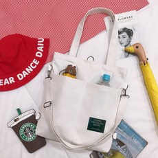 데일리 스타일리쉬 캐주얼 포켓 캔버스 에코백