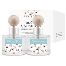 오도르 차량용 디퓨저 120ml + 나무봉스틱 + 양면테이프 세트, 클린코튼, 2개