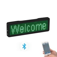 미니 전광판 블루투스 LED 디지털 배지 Insignia DIY 프로그래밍 가능 스크롤링 메시지 보드 충전식 디스플레이 이름, 1개, 4) Green light