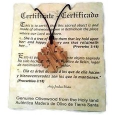 HJW Jerusalem Cross Crusaders Olivewood 펜던트 목걸이 원산지 증명서