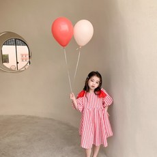 꼬맹이키즈 여아 수입 아동복 여름코디 리본레드원피스