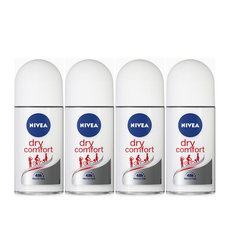 니베아 데오드란트 롤온 드라이 컴포트 롤온타입, 50ml, 4개