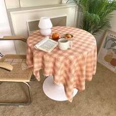린넨 핑크 체크무늬 빈티지 테이블 식탁보, 70x70cm_핑크 체크무늬(DT12)