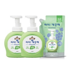 [라이온코리아] 아이깨끗해 용기 490ml 2개+리필 450ml 1개, 제품선택:3.청포도 490ml 2개+450ml 1개, 제품선택:3.청포도 490ml 2개+450ml 1개
