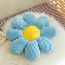 바른리빙 예쁜 꽃 쿠션 모찌 방석 30cm, 블루