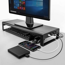 알루미늄 합금 모니터 스탠드 컴퓨터 기본 테이블 4 Usb 3.0 허브 휴대 전화 무선 충전 노트북 책상 스탠드|USB 허브|, 1개, 4 USB Port Splitter, 단일