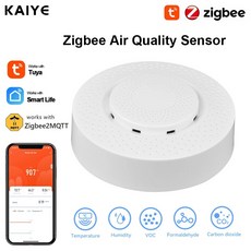 Tuya-Zigbee 공기질 센서 모니터 미터 Co2 이산화탄소 센서 스마트 에어 박스 VOC 온도 습도 감지기, 없음, 1개